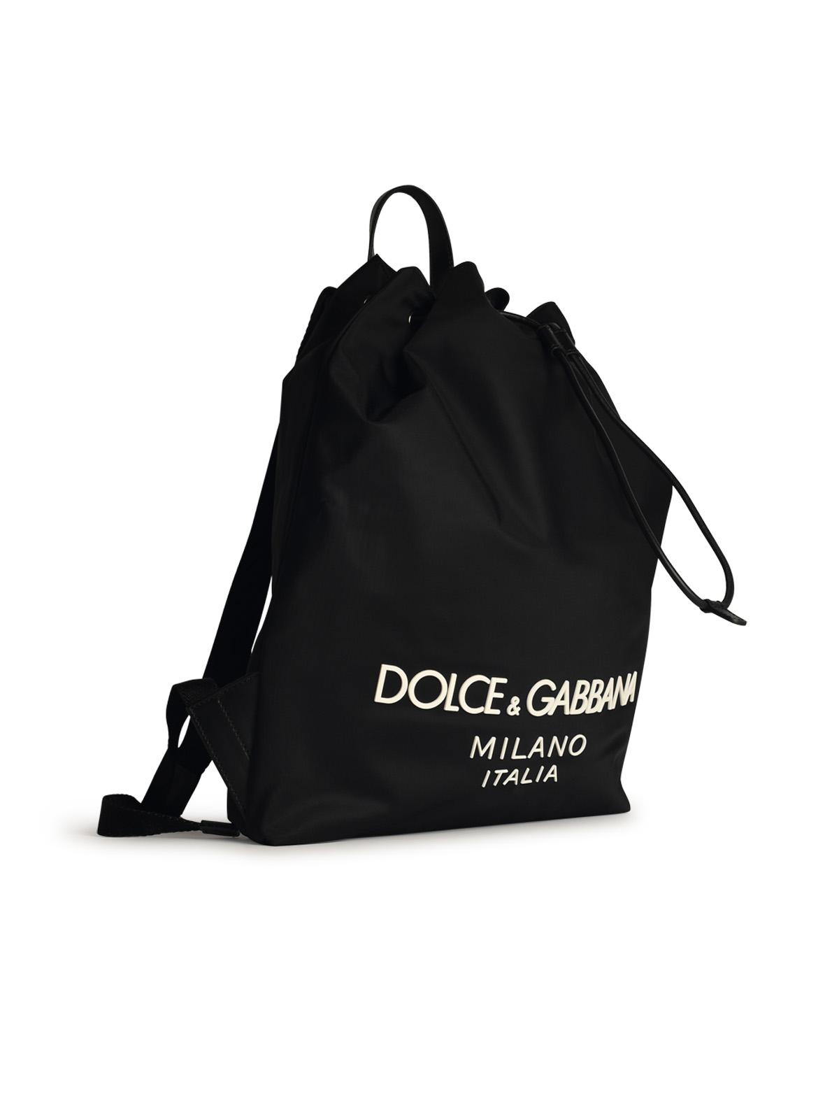 Dolce & Gabbana Black Nylon Backpack Man