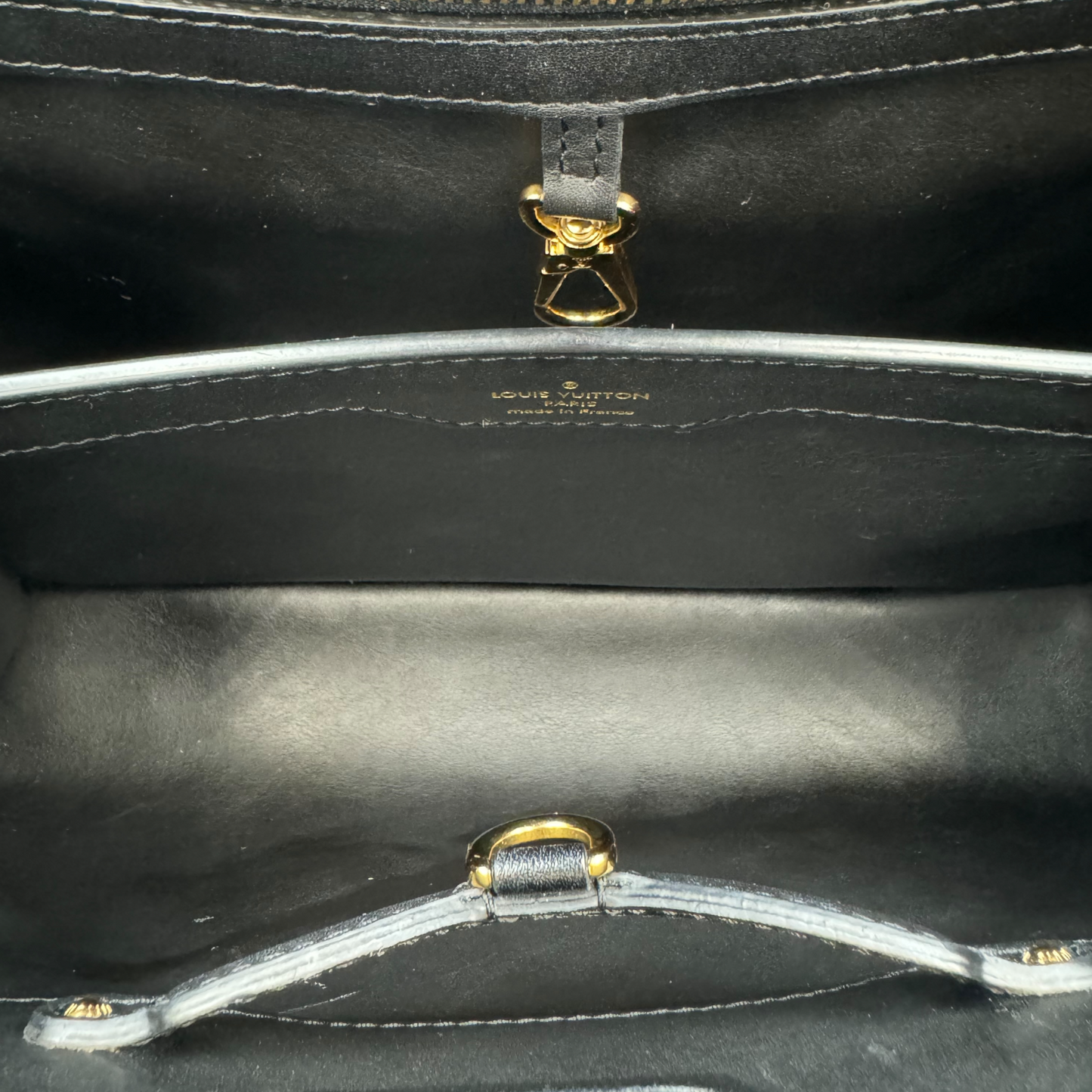 Louis Vuitton Capucines mm Blue Taurillon Silver