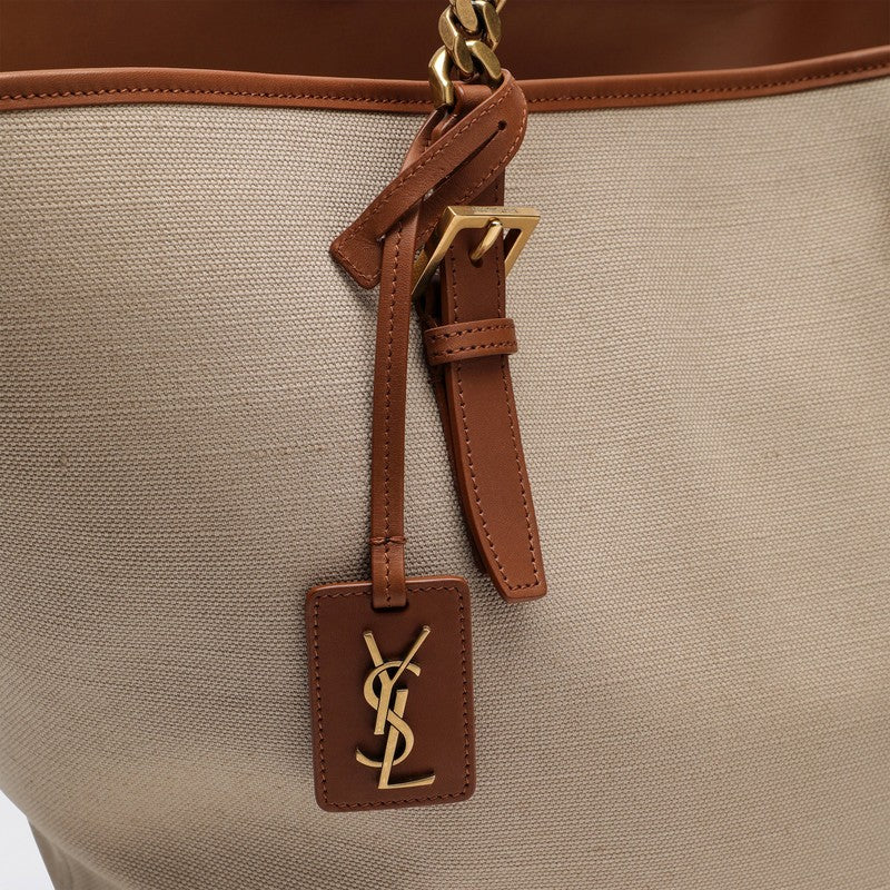 Saint Laurent Desert-Coloured Shoulder Bag In Canvas And Leather Women
