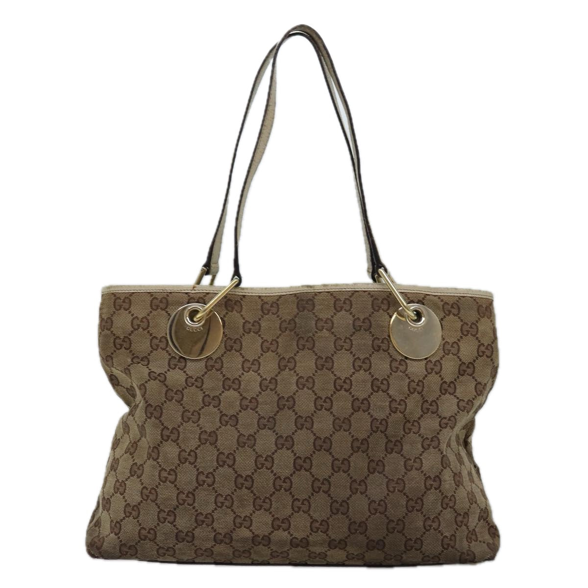 GUCCI GG Canvas Shoulder Bag Beige 120837 77373