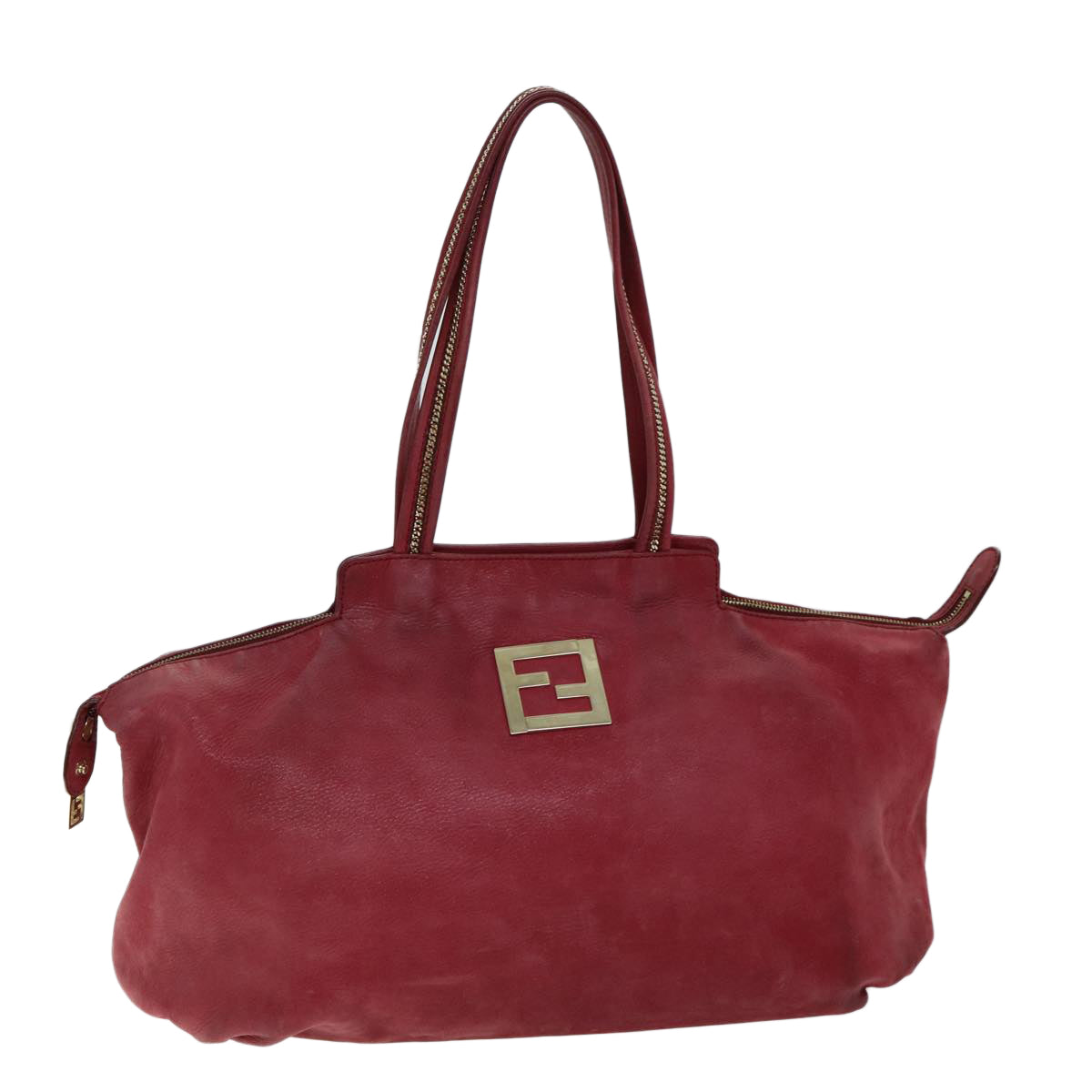 FENDI Tote Bag Leather Red 77395