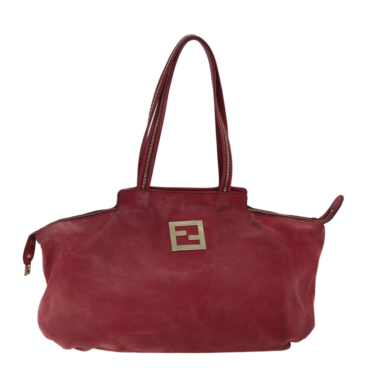 FENDI Tote Bag Leather Red 77395