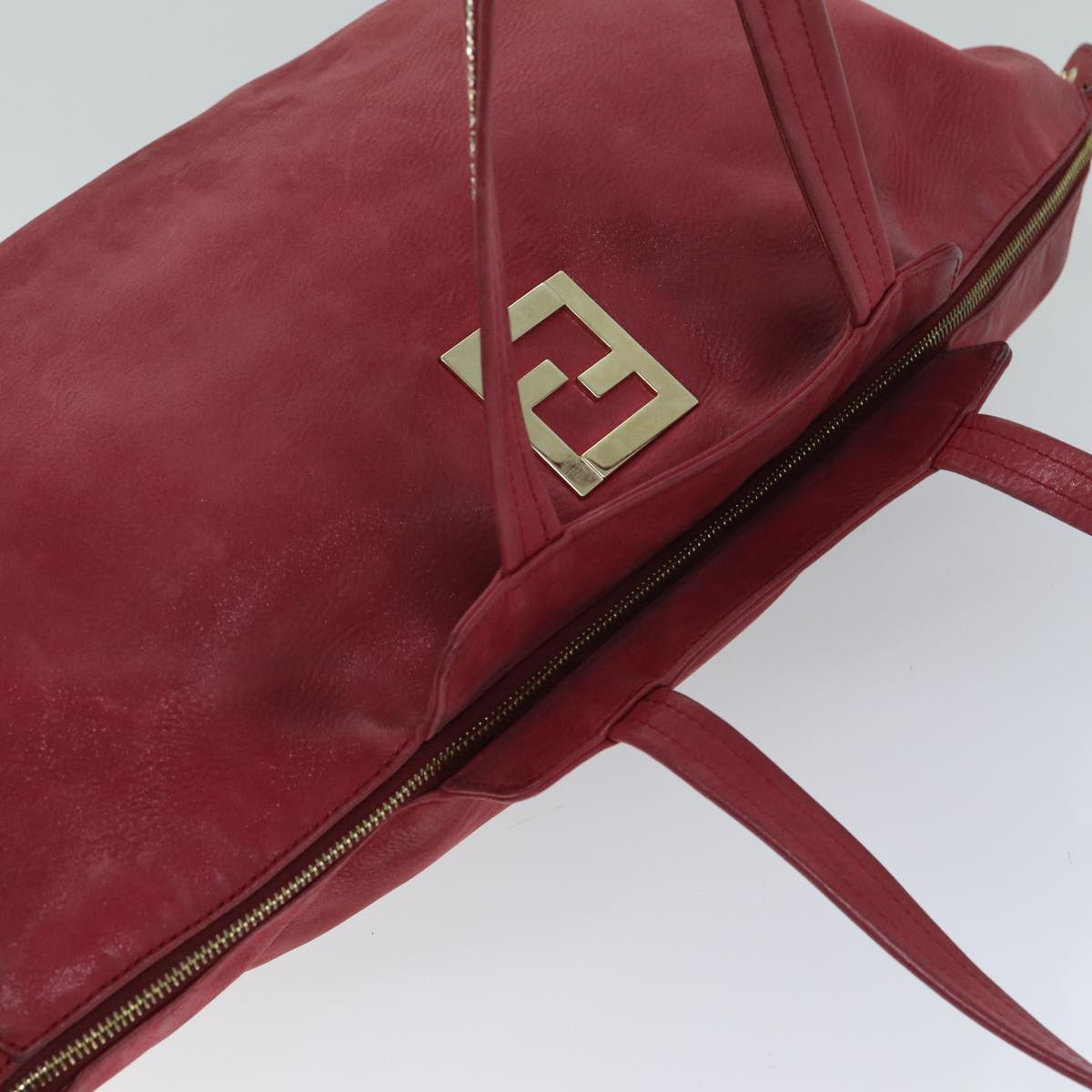 FENDI Tote Bag Leather Red 77395