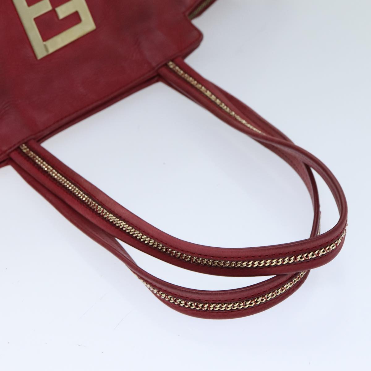 FENDI Tote Bag Leather Red 77395