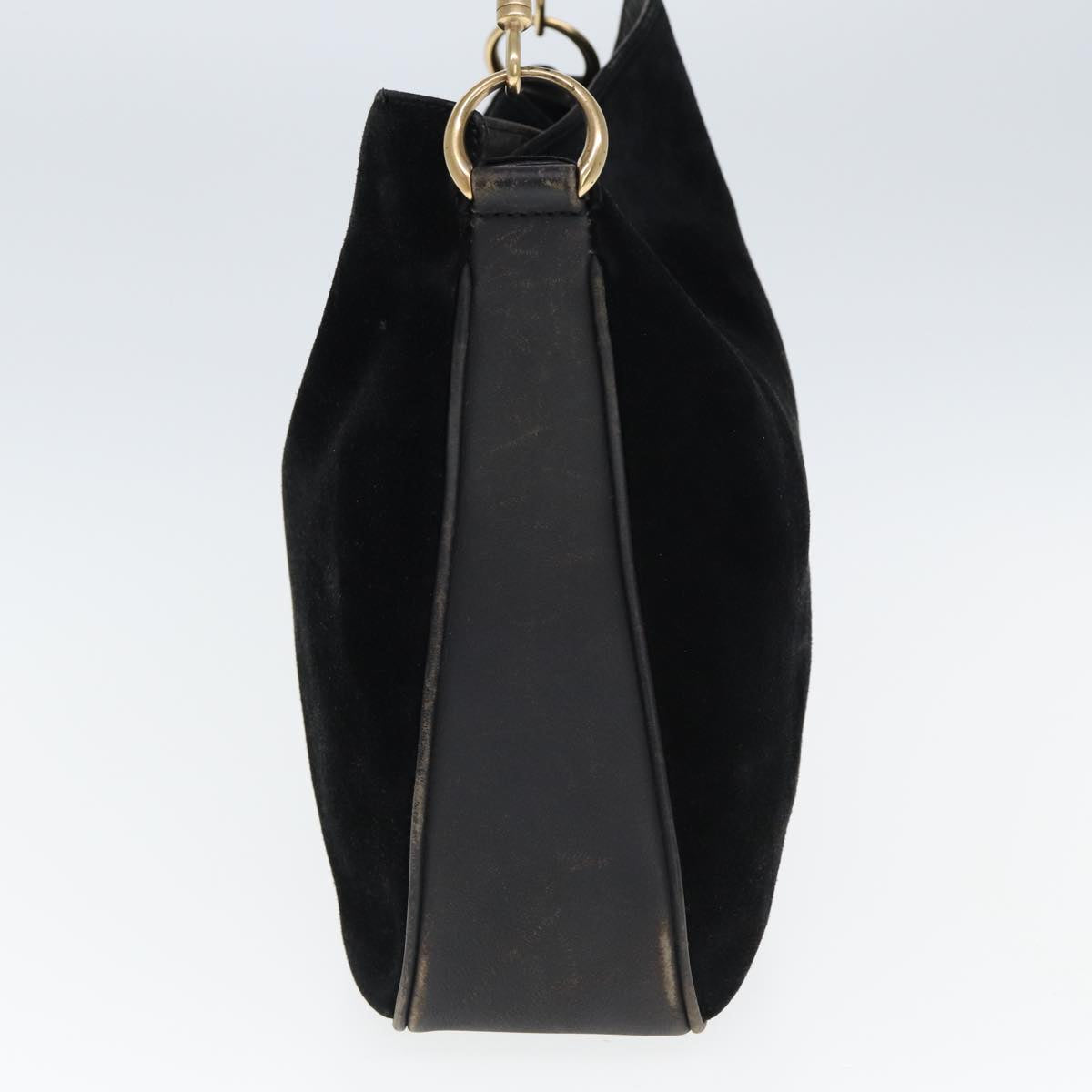 GUCCI Bamboo Hand Bag Suede Leather Black 001 3444 1638 77397