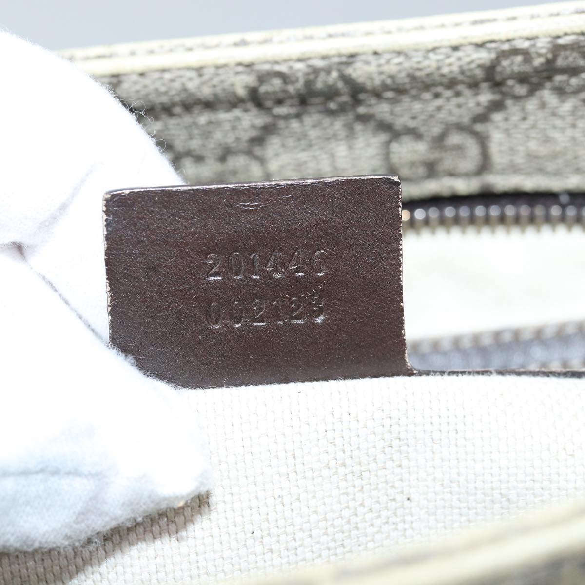 GUCCI GG Supreme Shoulder Bag PVC Leather Beige 201446 77399