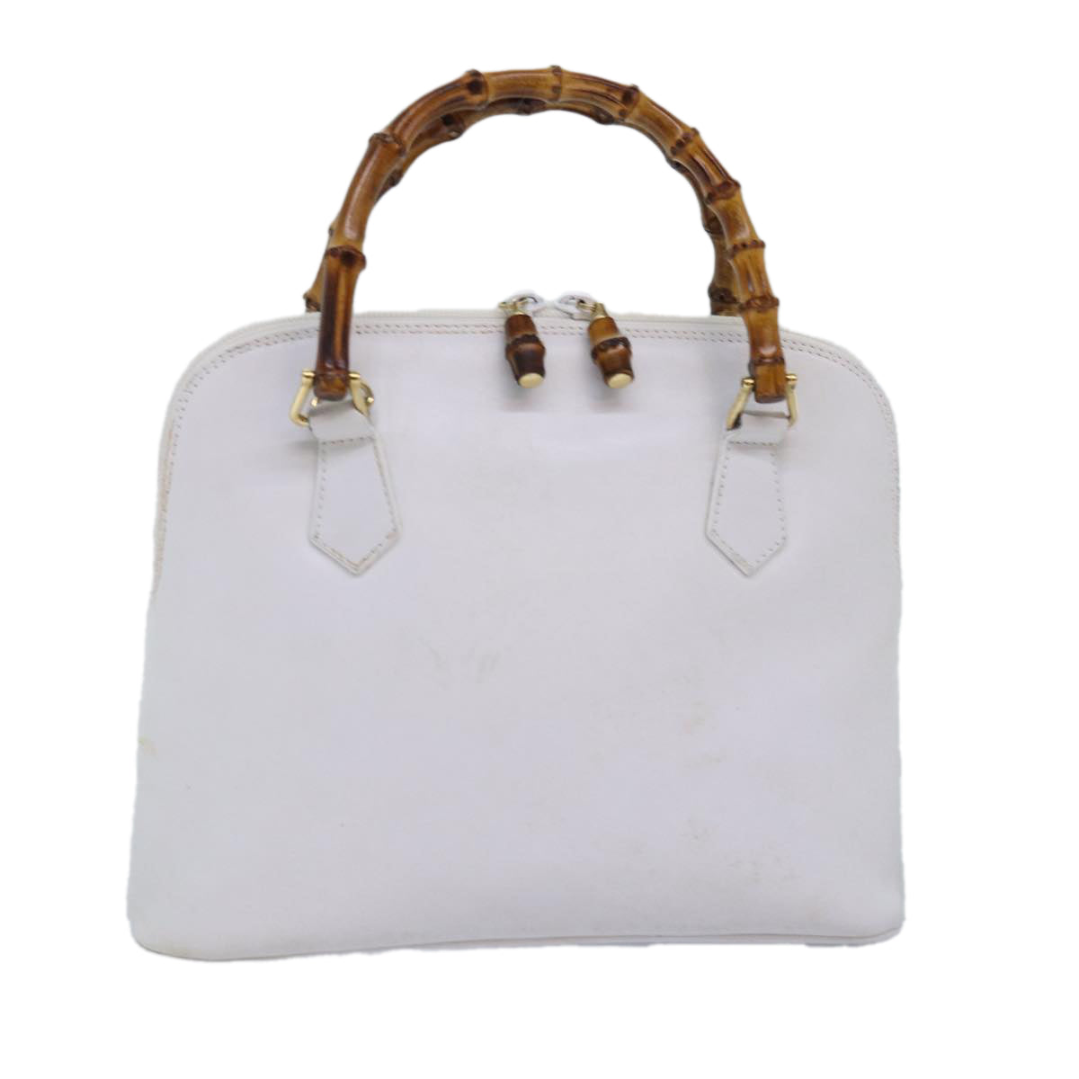 GUCCI Bamboo Hand Bag Outlet Leather White 000 1046 0290 77455