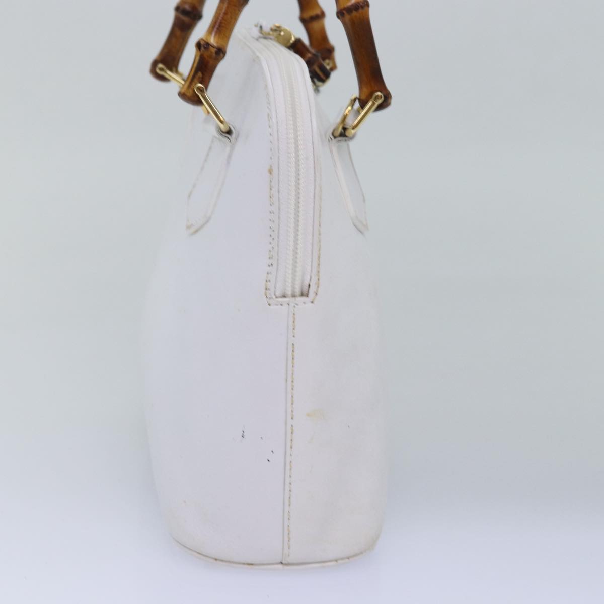 GUCCI Bamboo Hand Bag Outlet Leather White 000 1046 0290 77455