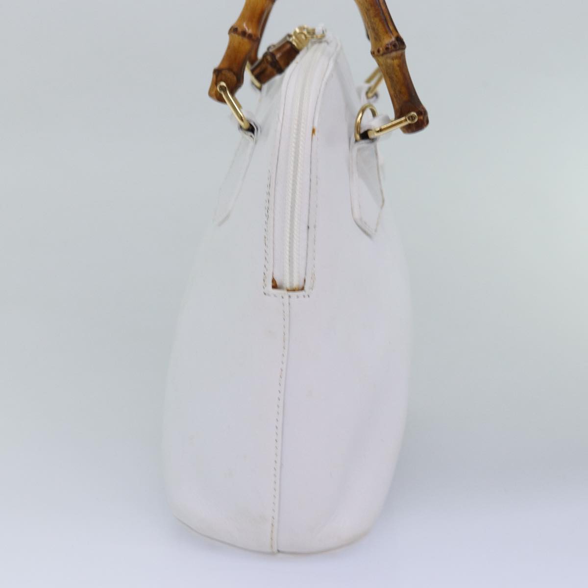 GUCCI Bamboo Hand Bag Outlet Leather White 000 1046 0290 77455
