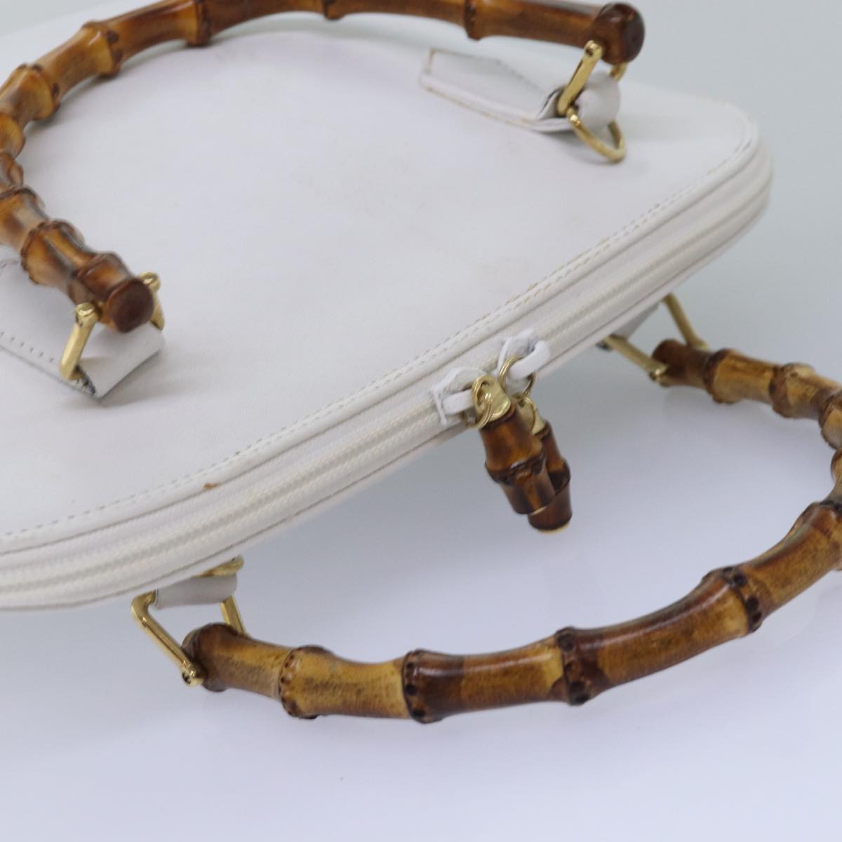 GUCCI Bamboo Hand Bag Outlet Leather White 000 1046 0290 77455