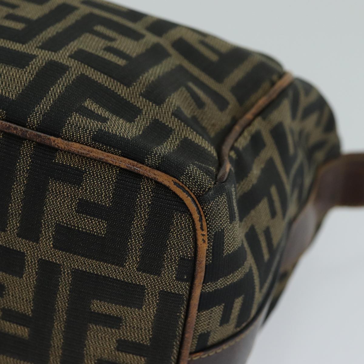 FENDI Zucca Canvas Vanity Cosmetic Pouch Brown Black 77458