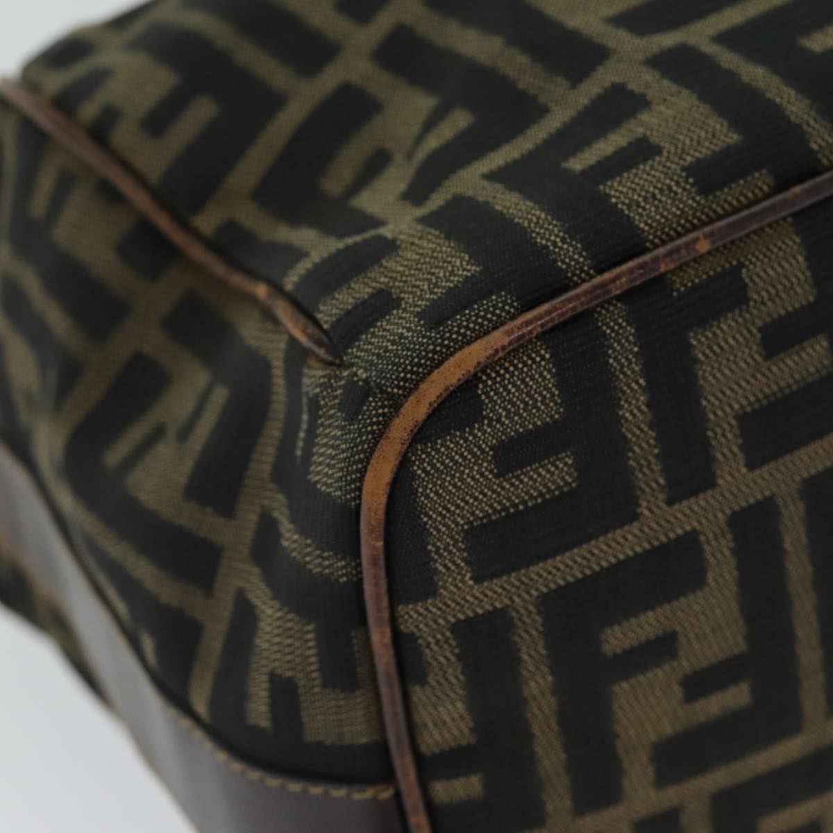 FENDI Zucca Canvas Vanity Cosmetic Pouch Brown Black 77458