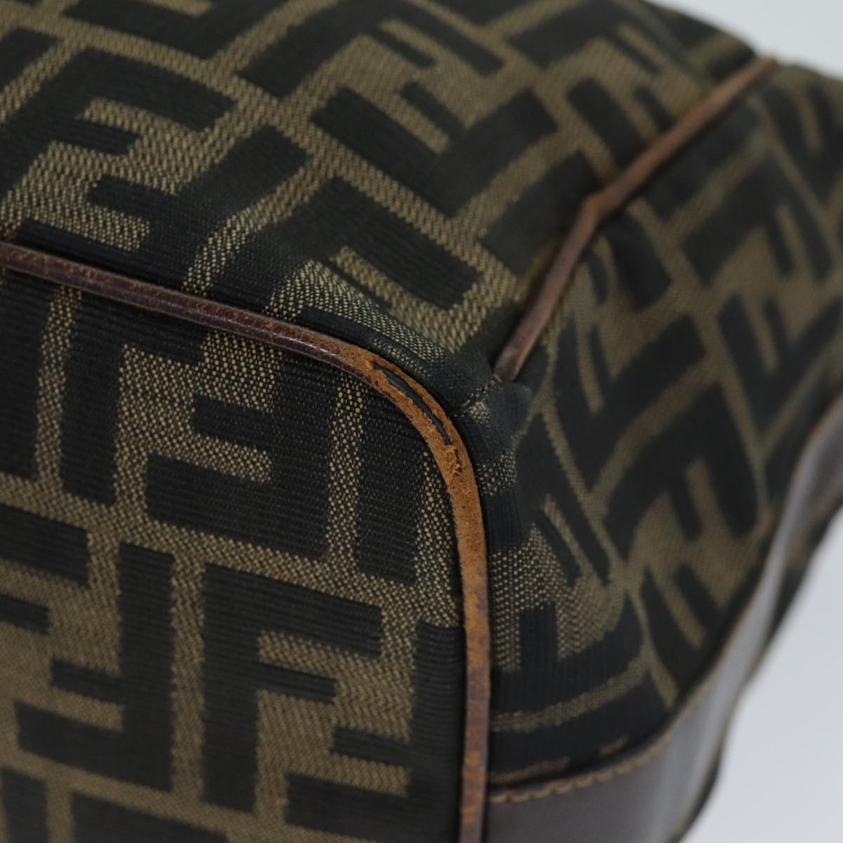 FENDI Zucca Canvas Vanity Cosmetic Pouch Brown Black 77458