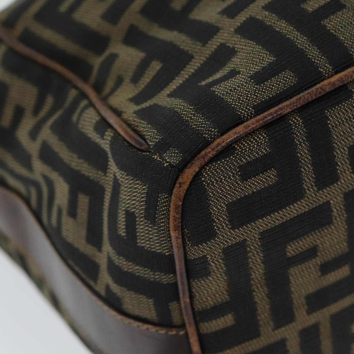 FENDI Zucca Canvas Vanity Cosmetic Pouch Brown Black 77458