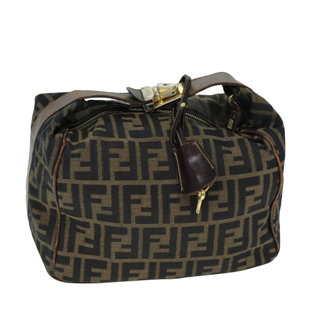 FENDI Zucca Canvas Vanity Cosmetic Pouch Brown Black 77458