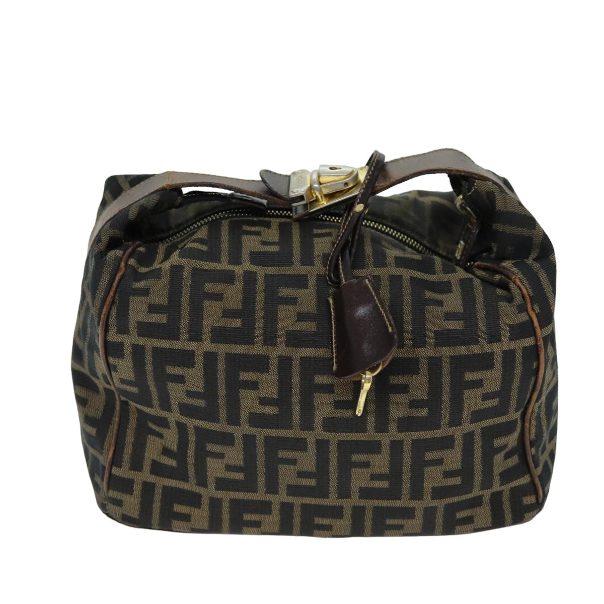 FENDI Zucca Canvas Vanity Cosmetic Pouch Brown Black 77458