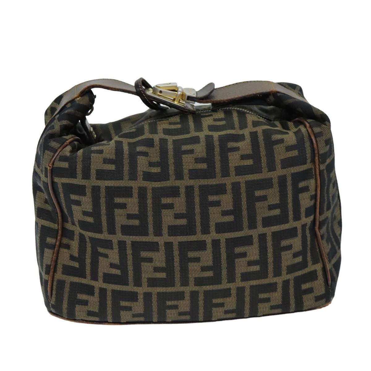 FENDI Zucca Canvas Vanity Cosmetic Pouch Brown Black 77458