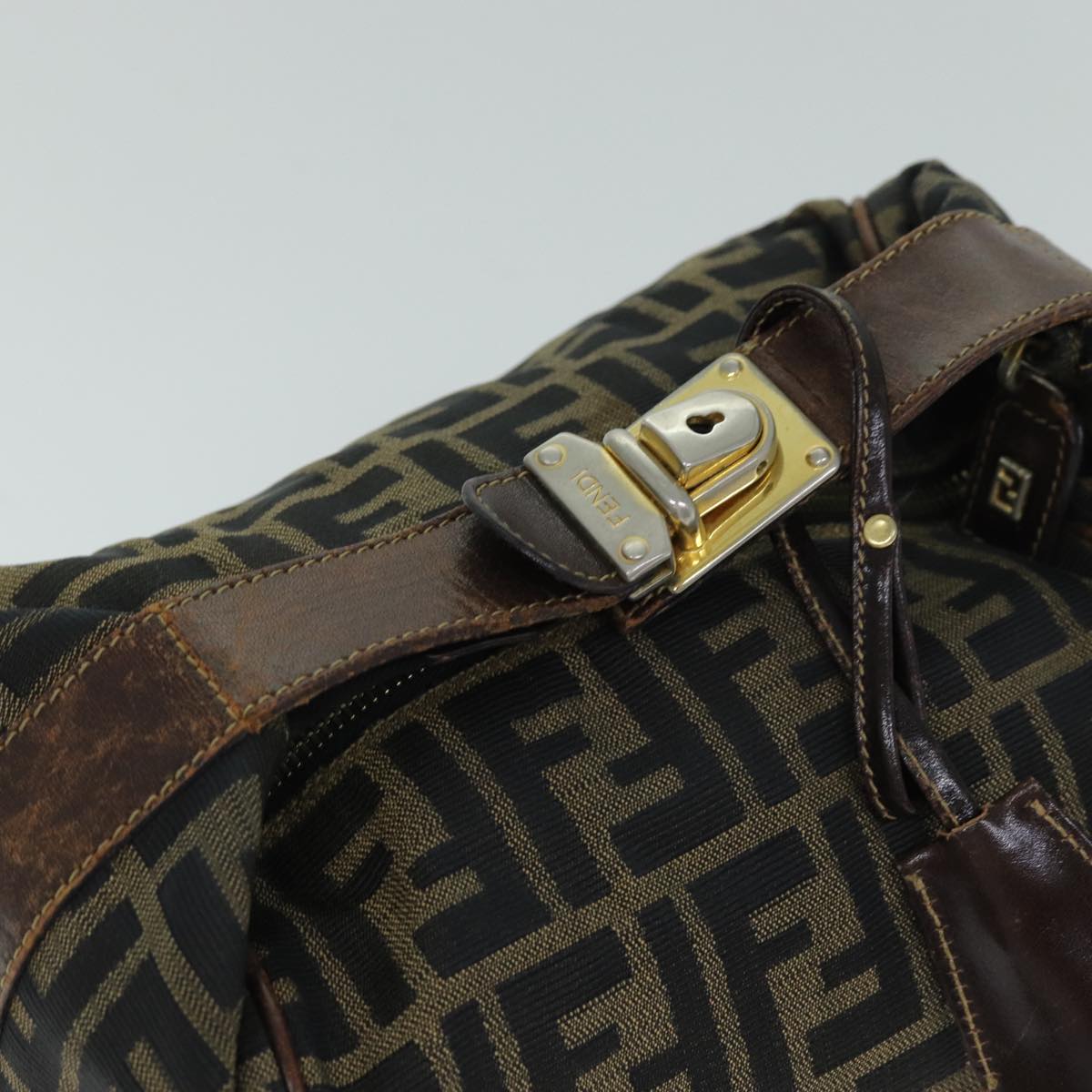 FENDI Zucca Canvas Vanity Cosmetic Pouch Brown Black 77458