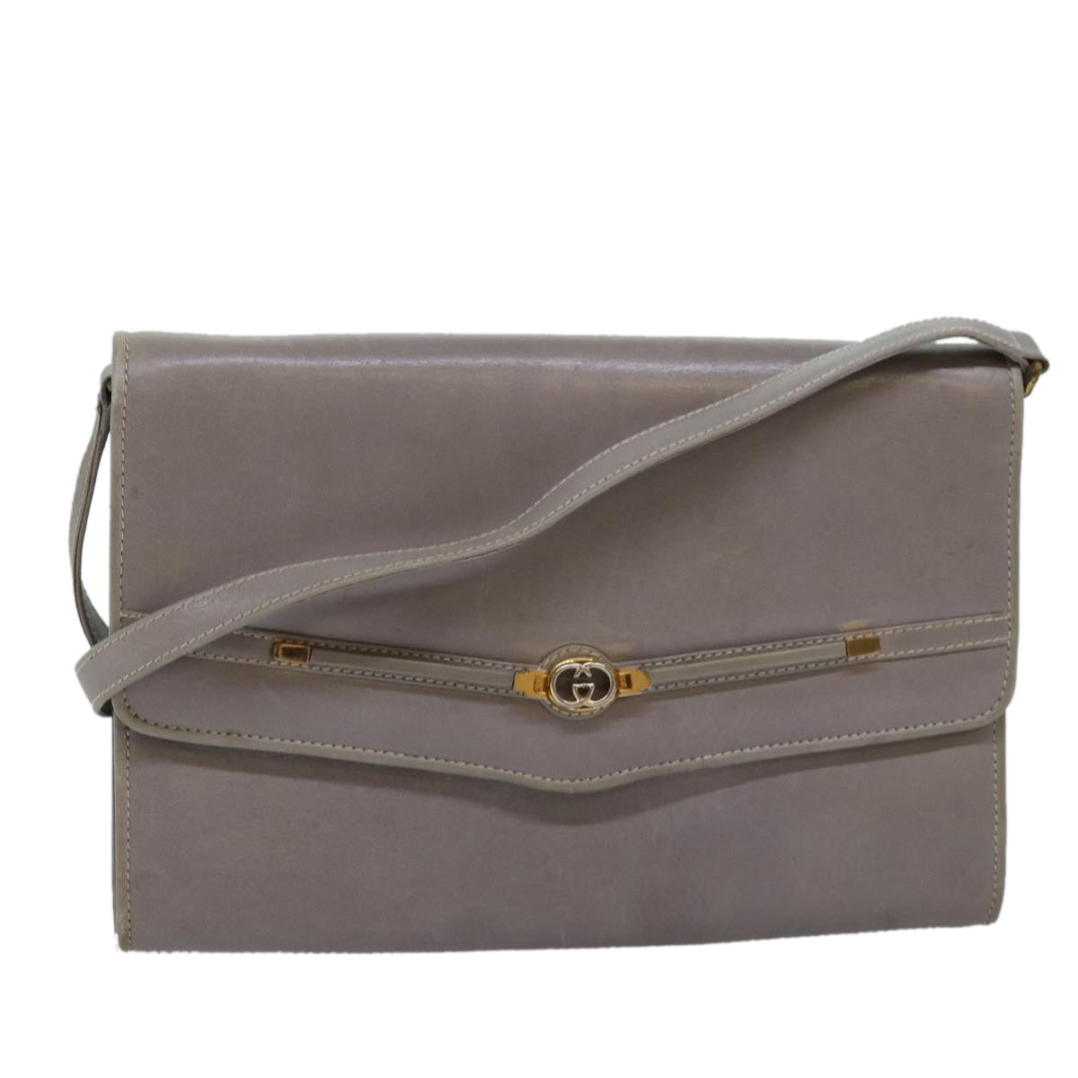 GUCCI Shoulder Bag Leather Gray 004 406 2008 77459