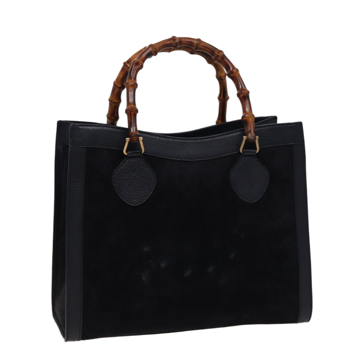 GUCCI Bamboo Tote Bag Suede Navy 002 0260 2615 77479