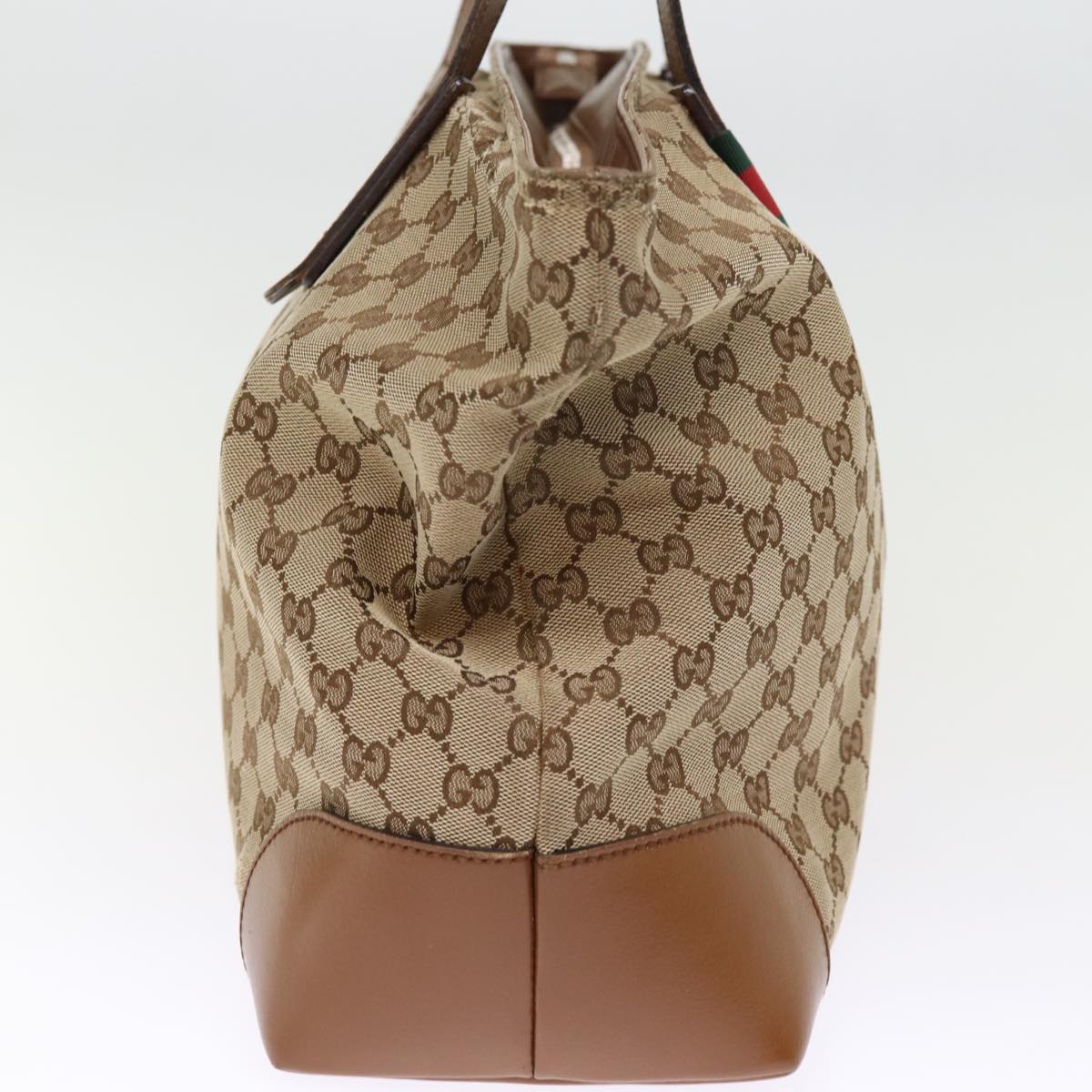 GUCCI GG Canvas Web Sherry Line Tote Bag Beige Red Green 308928 77492