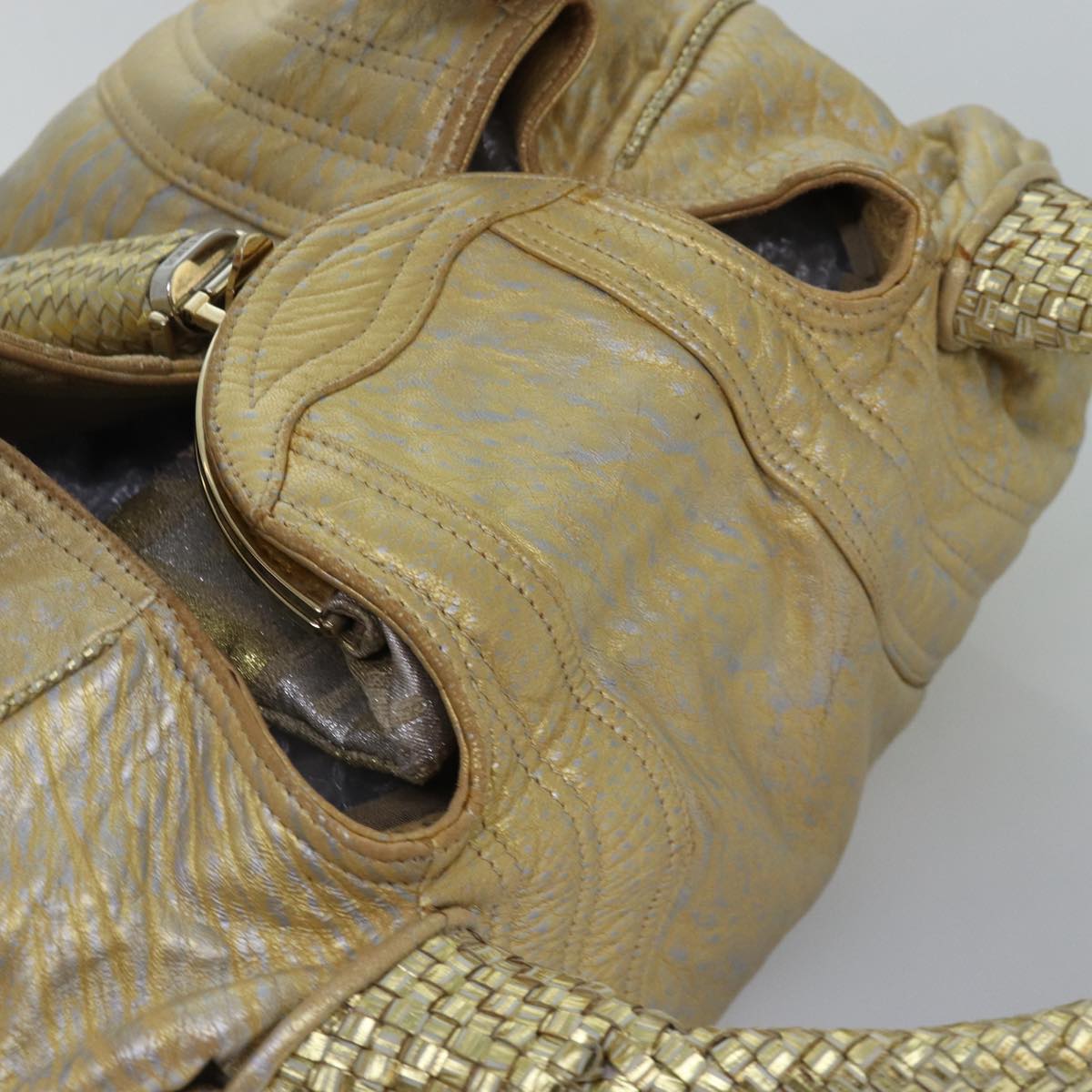 FENDI Spy bag Shoulder Bag Leather Gold 77507