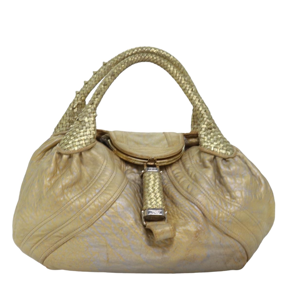 FENDI Spy bag Shoulder Bag Leather Gold 77507