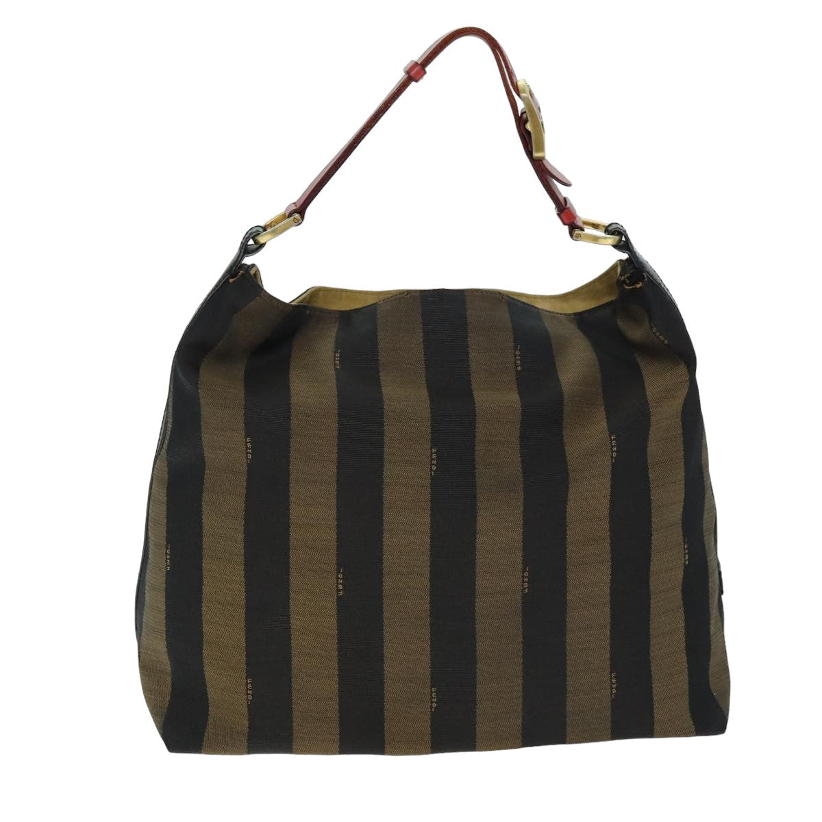 FENDI Pecan Canvas Tote Bag Brown Black 77508