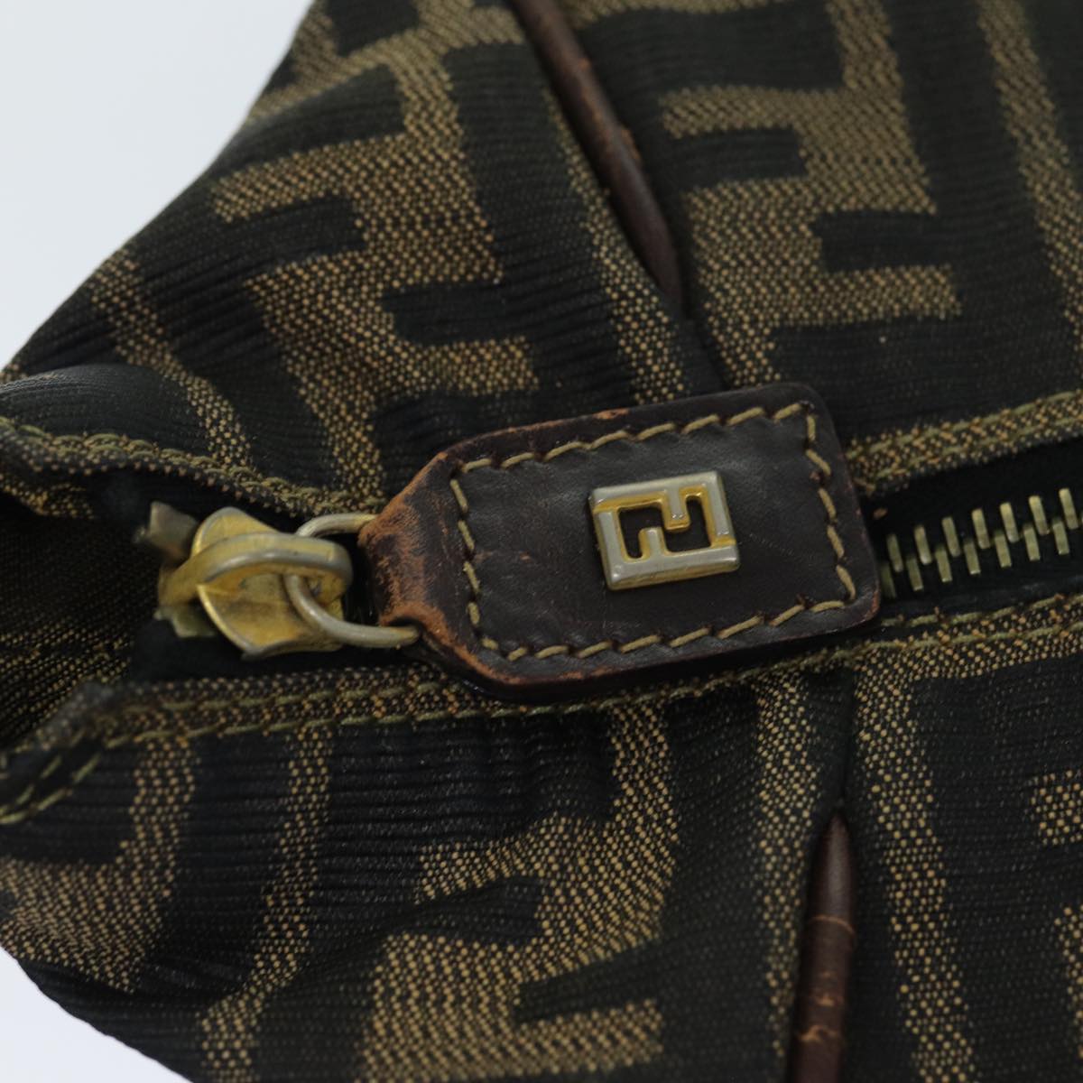 FENDI Zucca Canvas Vanity Pouch Brown Black 77628