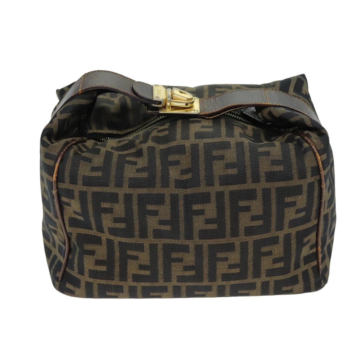 FENDI Zucca Canvas Vanity Pouch Brown Black 77628