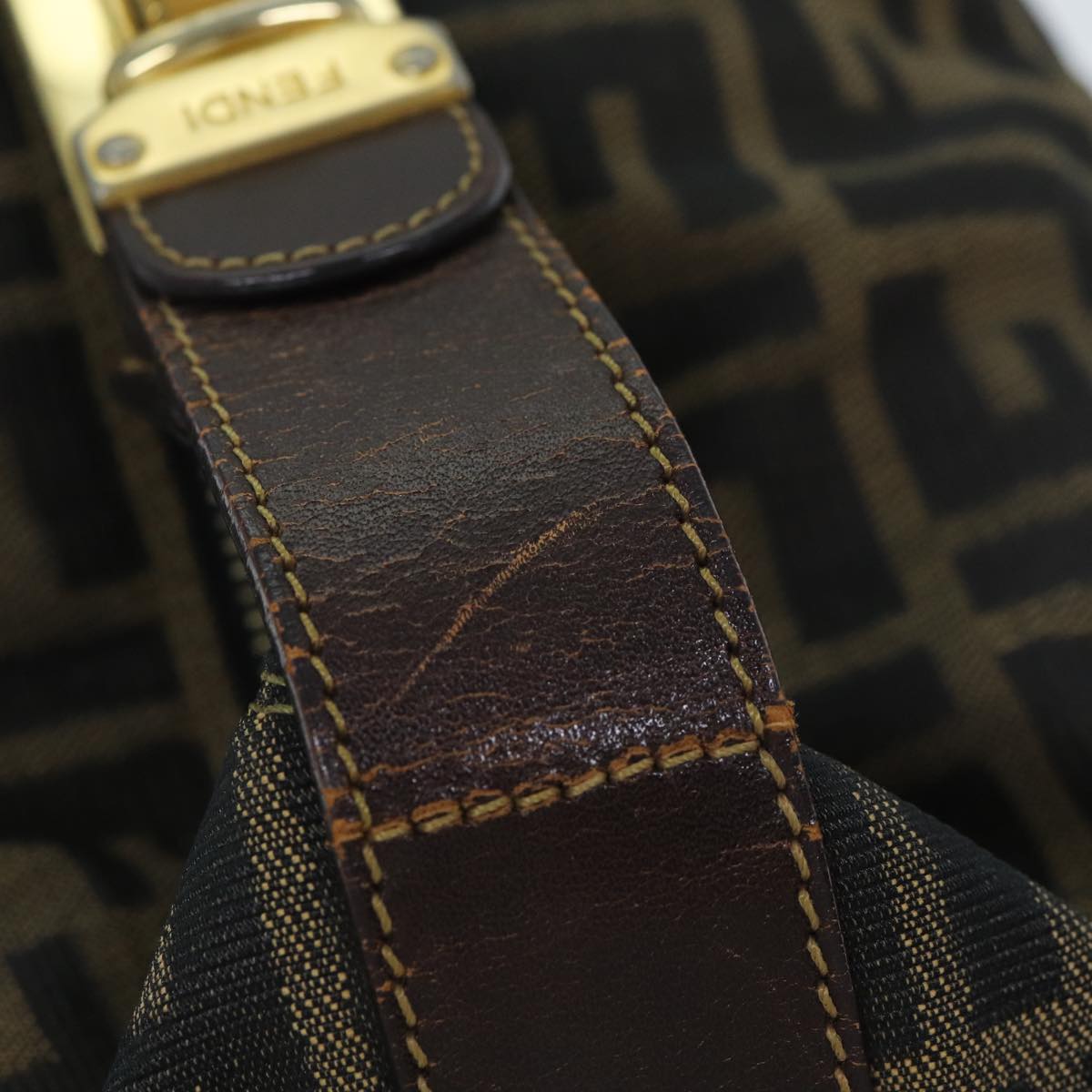 FENDI Zucca Canvas Vanity Pouch Brown Black 77628