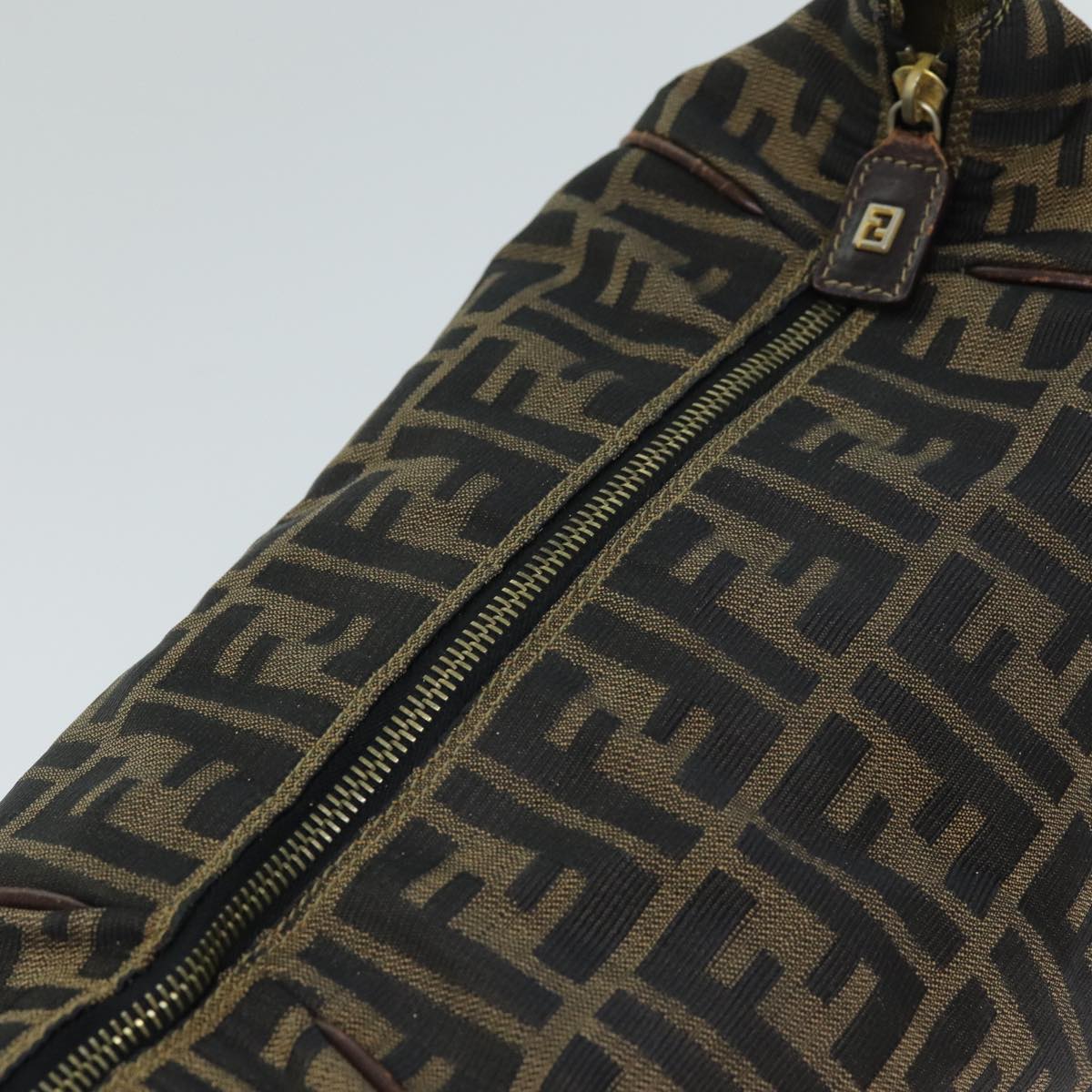 FENDI Zucca Canvas Vanity Pouch Brown Black 77628