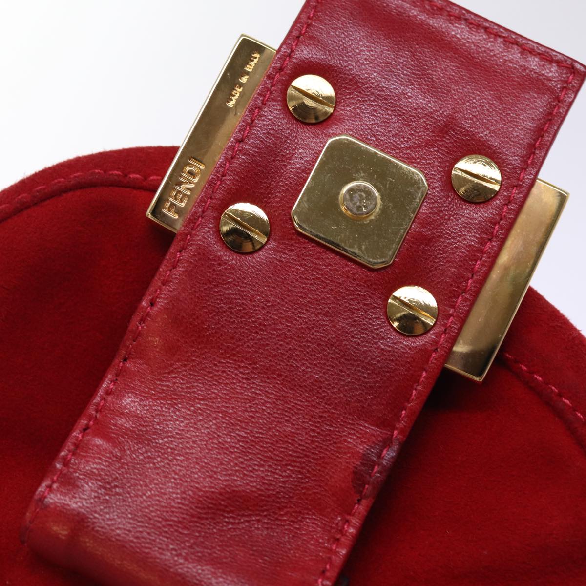 FENDI Mini Croissant Hand Bag Suede Red 77631