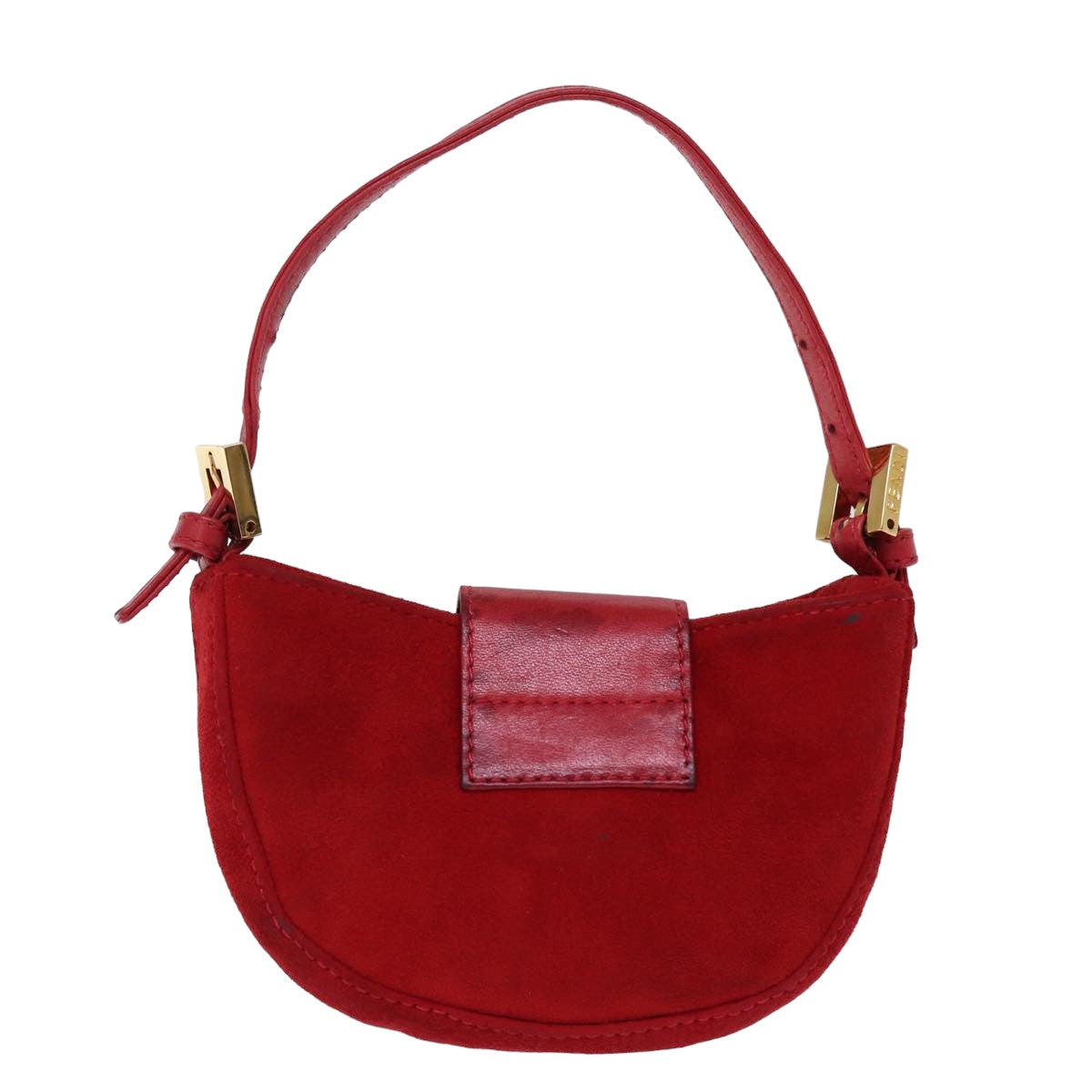 FENDI Mini Croissant Hand Bag Suede Red 77631