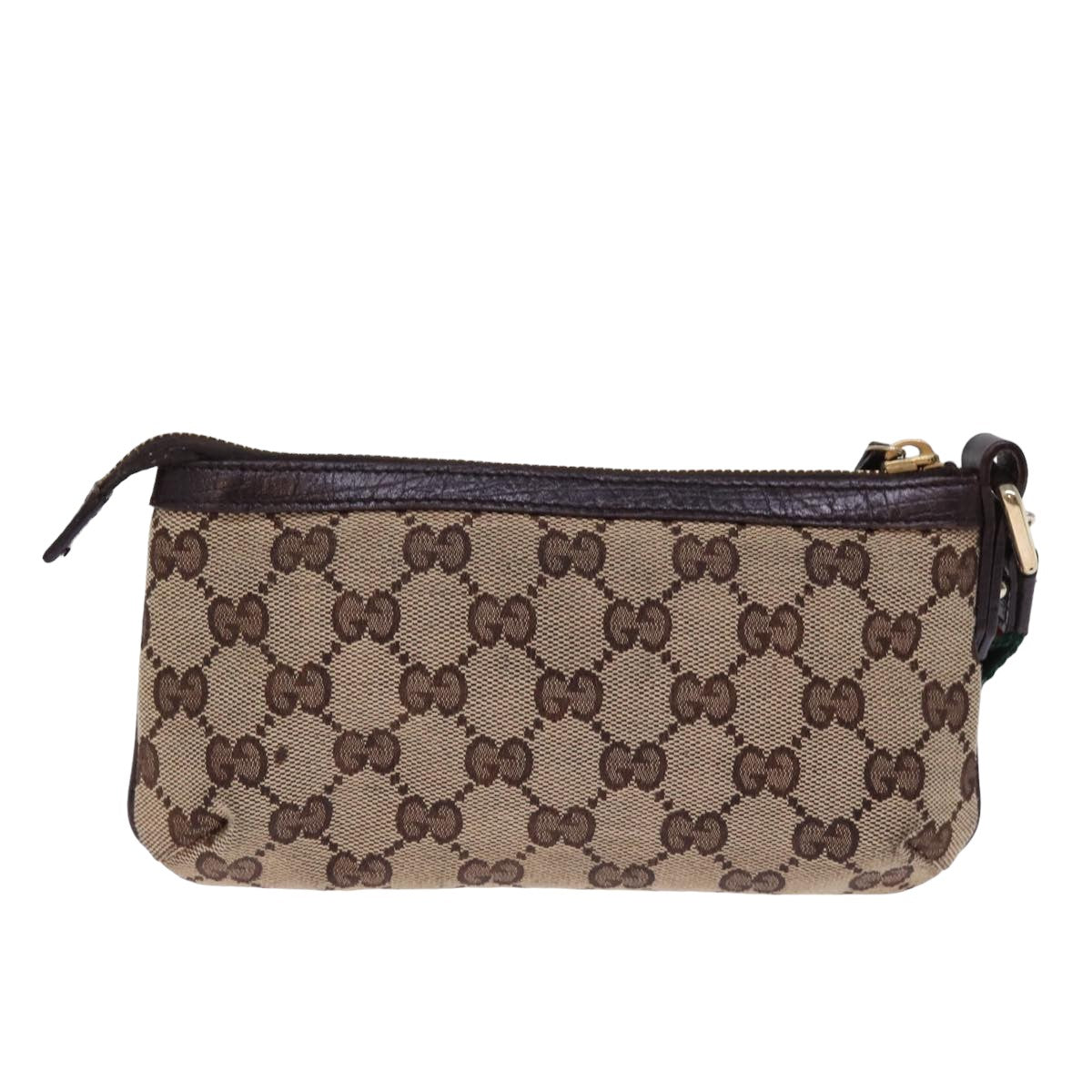 GUCCI GG Canvas Web Sherry Line Pouch Beige Red Green 152507 77633