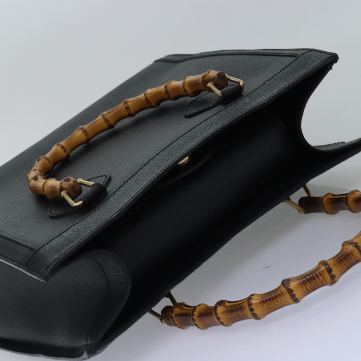 GUCCI Bamboo Hand Bag Leather Black 002 2853 0260 0 77668