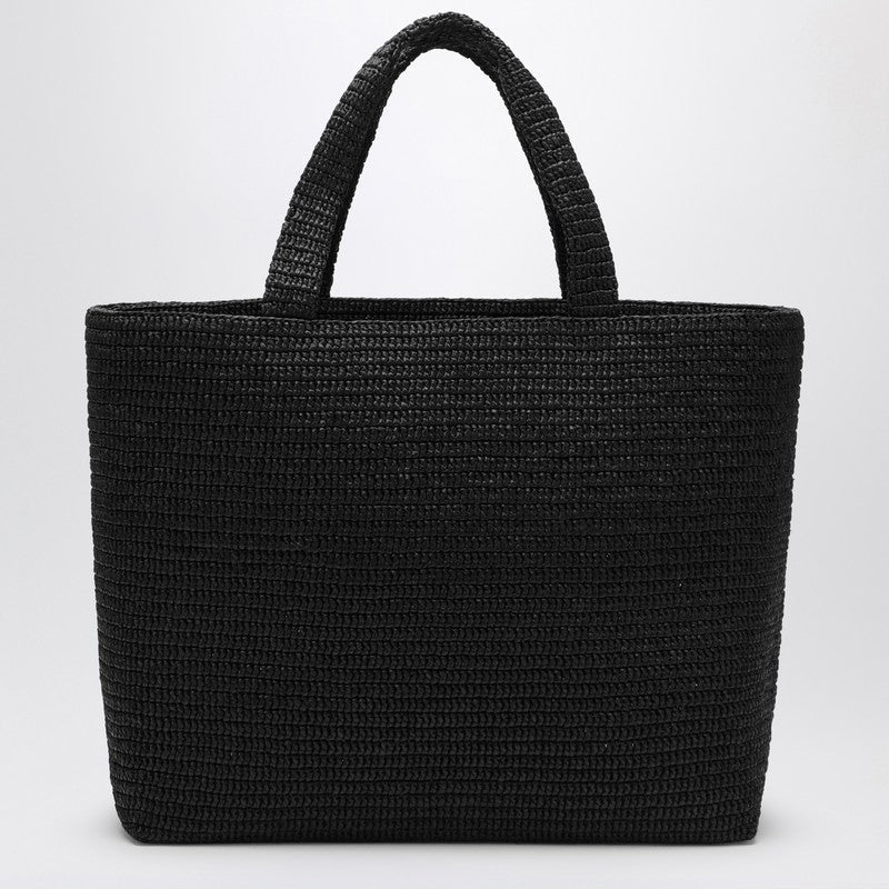 Saint Laurent Black Raffia Tote Bag With Logo Women