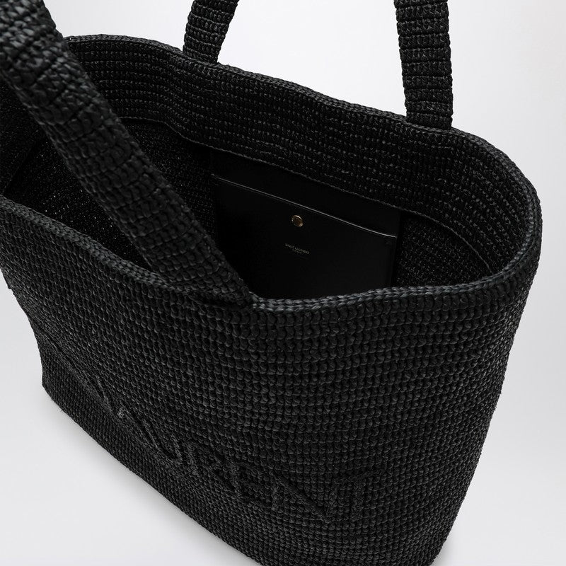 Saint Laurent Black Raffia Tote Bag With Logo Women