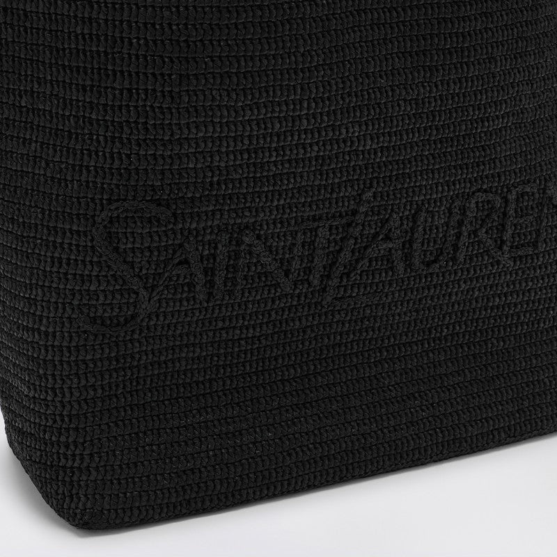 Saint Laurent Black Raffia Tote Bag With Logo Women