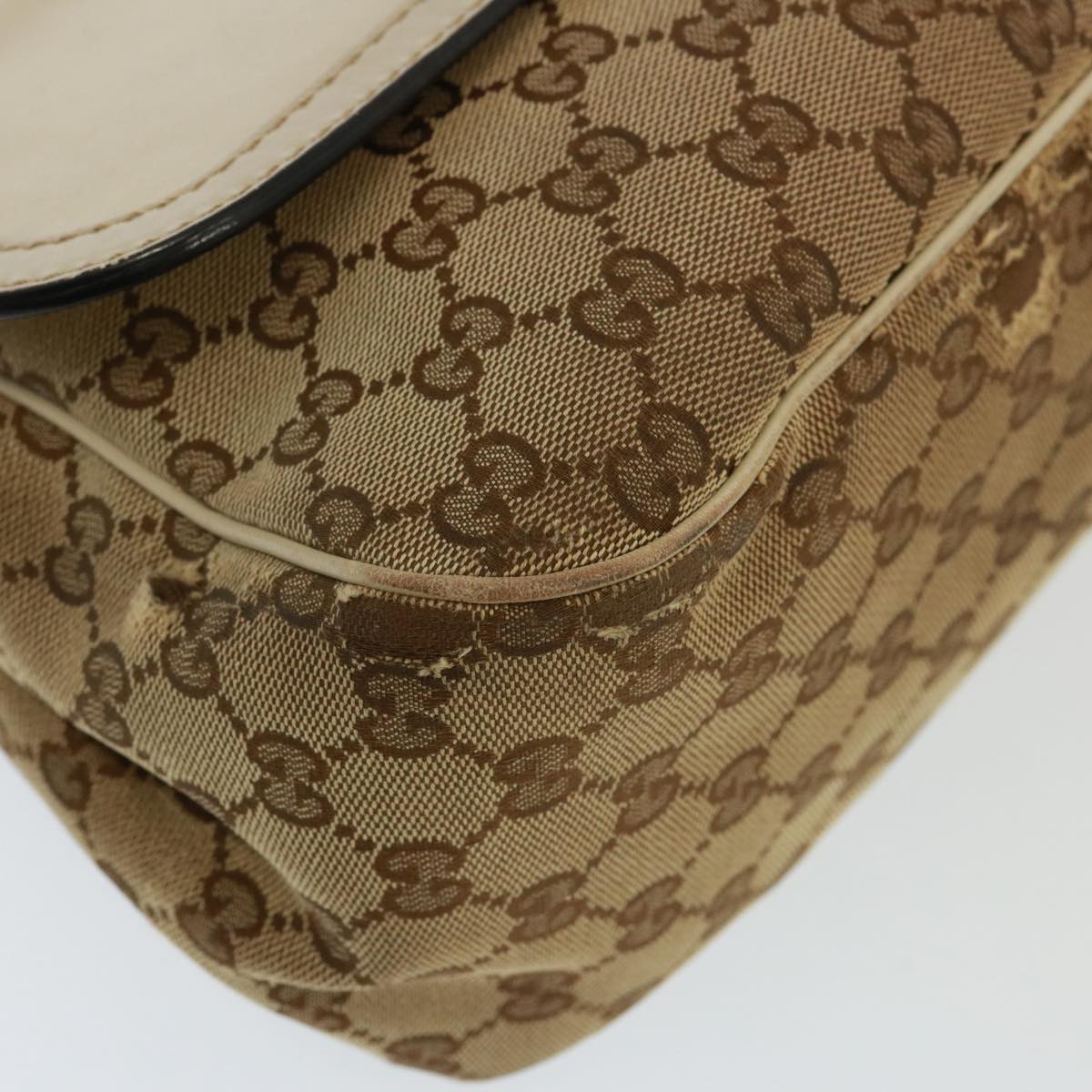 GUCCI GG Canvas Shoulder Bag Beige 308452 77733