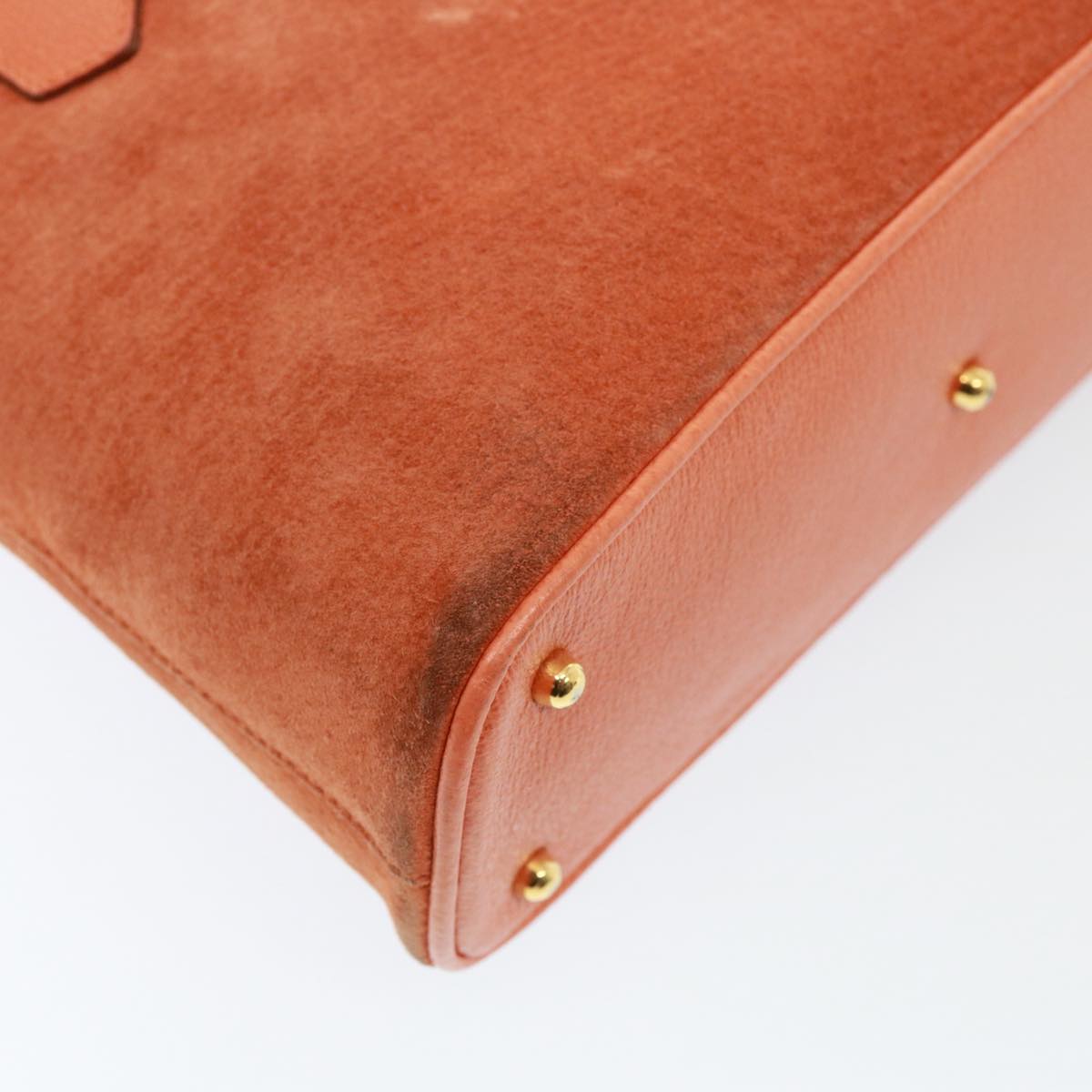 GUCCI Bamboo Hand Bag Suede 2way Orange 000 1274 0290 77736