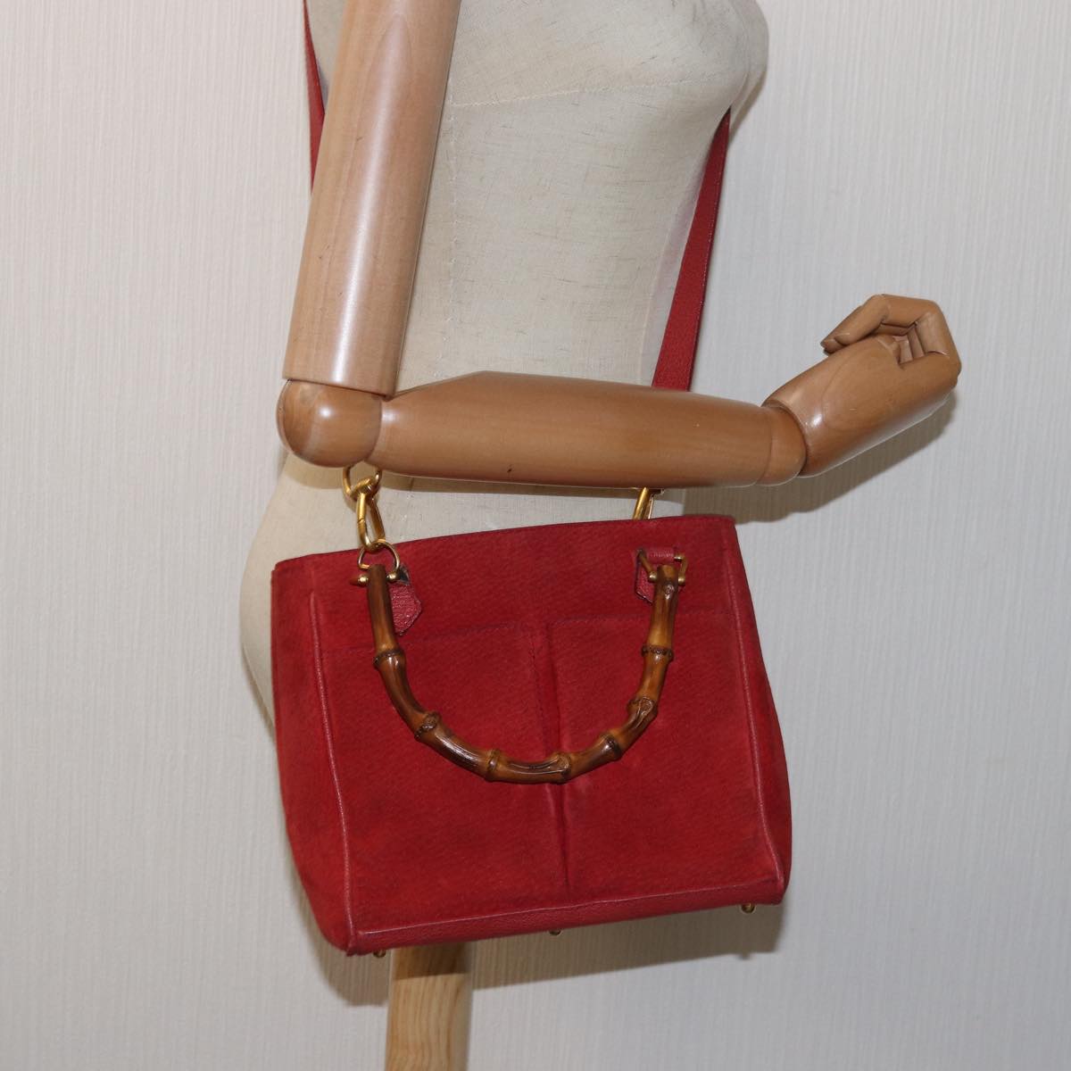 GUCCI Bamboo Hand Bag Red 002 123 0260 77760