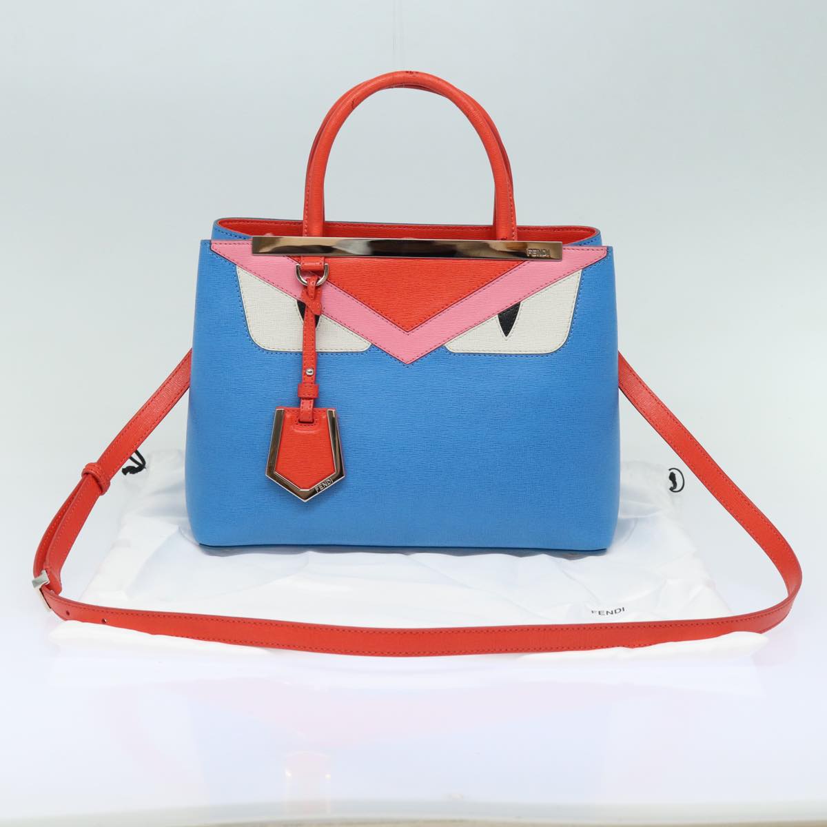 FENDI Hand Bag Leather 2way Blue 77771A