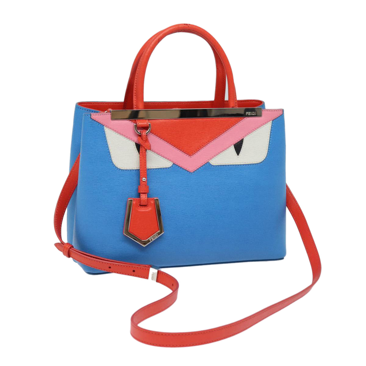 FENDI Hand Bag Leather 2way Blue 77771A