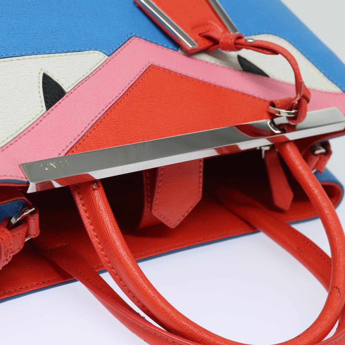 FENDI Hand Bag Leather 2way Blue 77771A