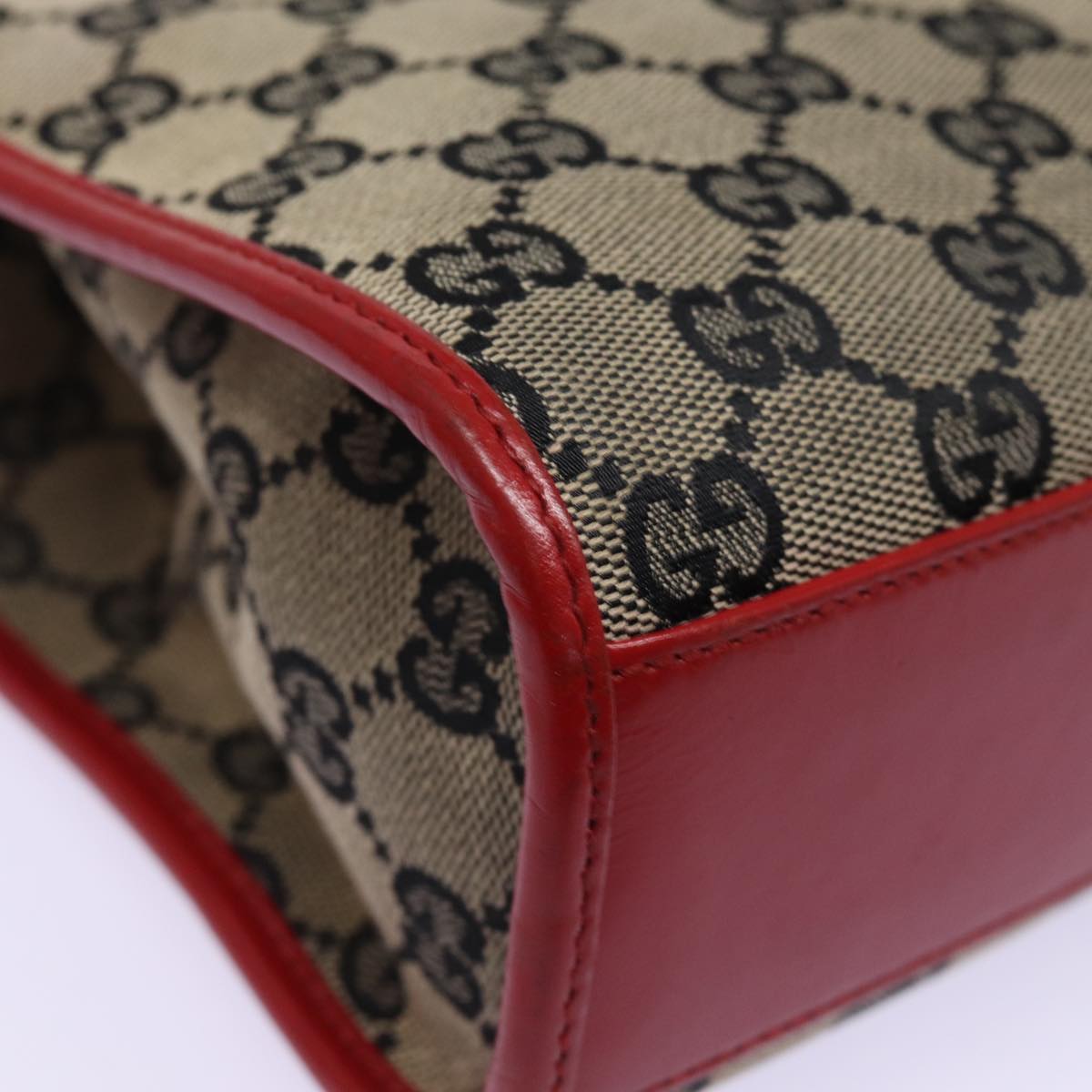 GUCCI GG Canvas Jackie Hand Bag Red Beige 002 1065 3444 77824