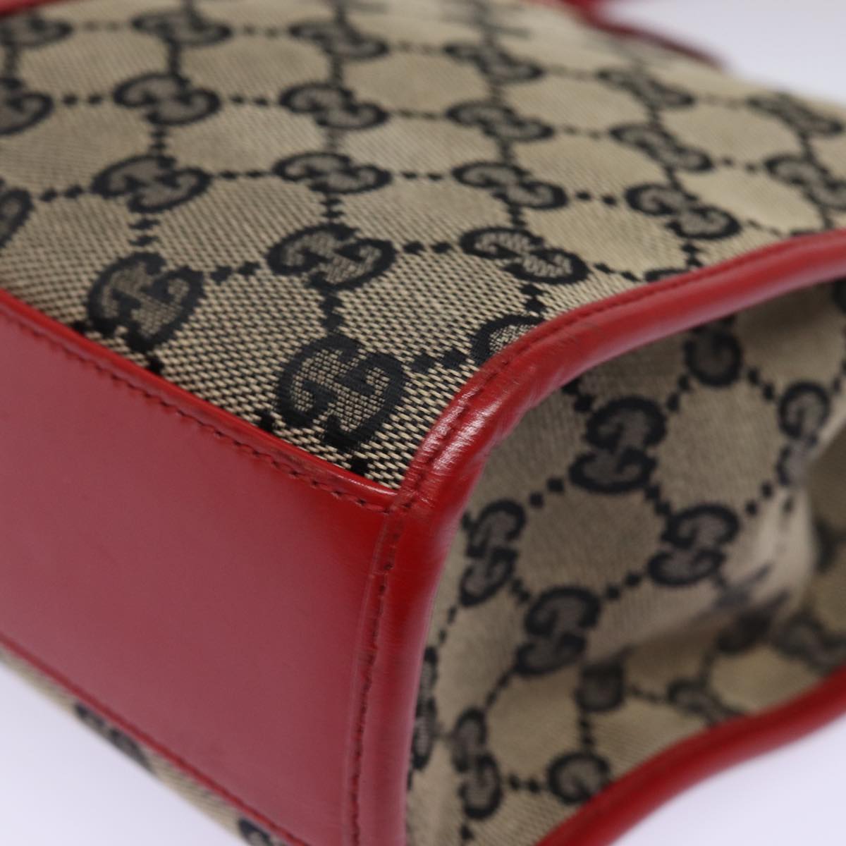 GUCCI GG Canvas Jackie Hand Bag Red Beige 002 1065 3444 77824