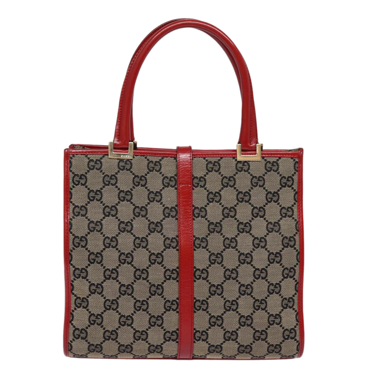 GUCCI GG Canvas Jackie Hand Bag Red Beige 002 1065 3444 77824