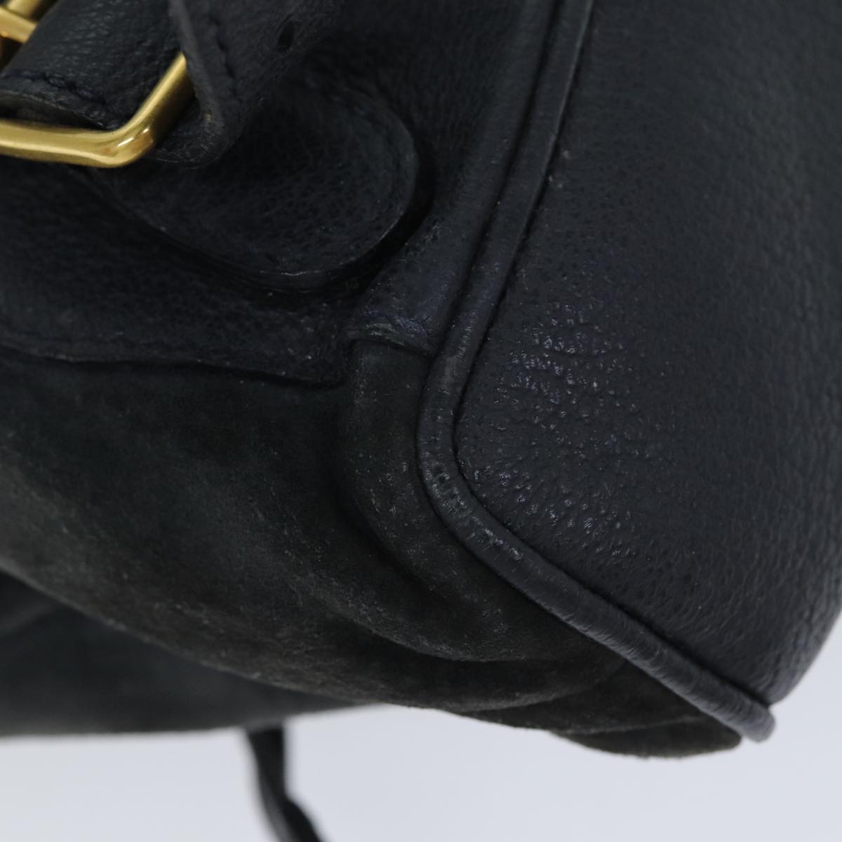 GUCCI Bamboo Shoulder Bag Suede Black 003 1705 0030 77826