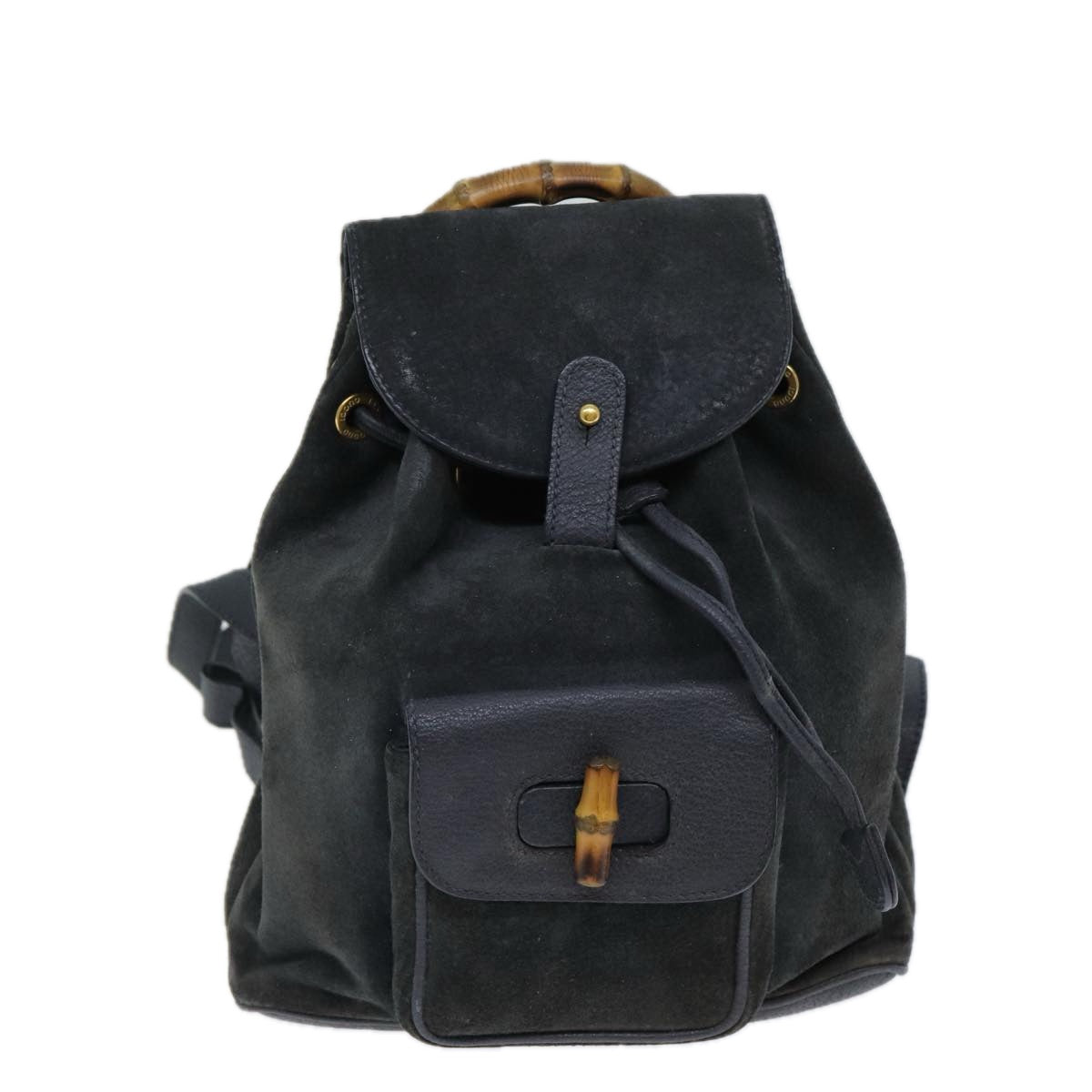 GUCCI Bamboo Shoulder Bag Suede Black 003 1705 0030 77826